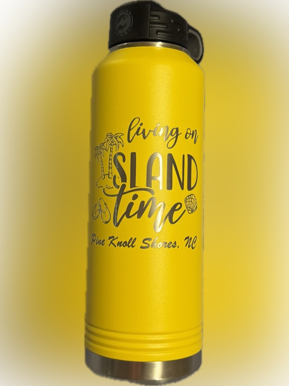 “Living On Island Time” Laser Engraved Yellow 40 oz Insulated Tumbler